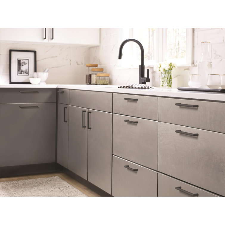 Matte Black Modern Industrial Bar Pull with Mounting Hardware