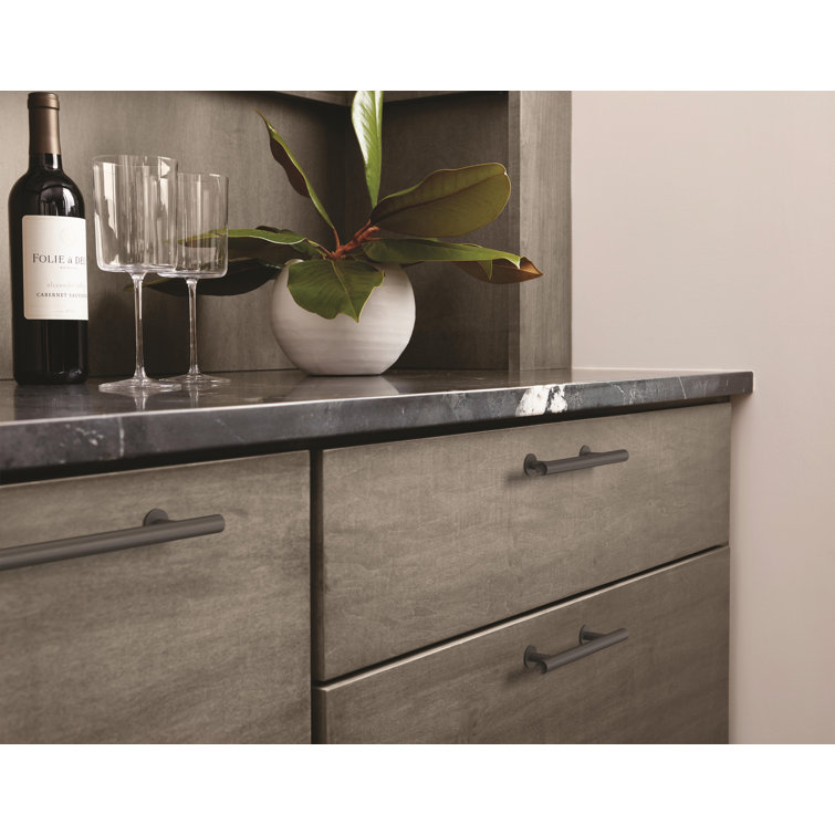 Matte Black Steel Modern Bar Cabinet Pull with Mounting Hardware