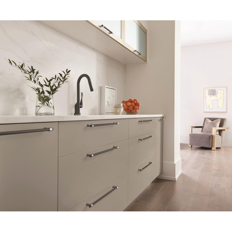 Modern Matte Black and Chrome Cabinet Bar Pull with Mounting Hardware