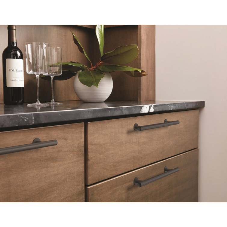 Matte Black Steel Modern Bar Cabinet Pull with Mounting Hardware