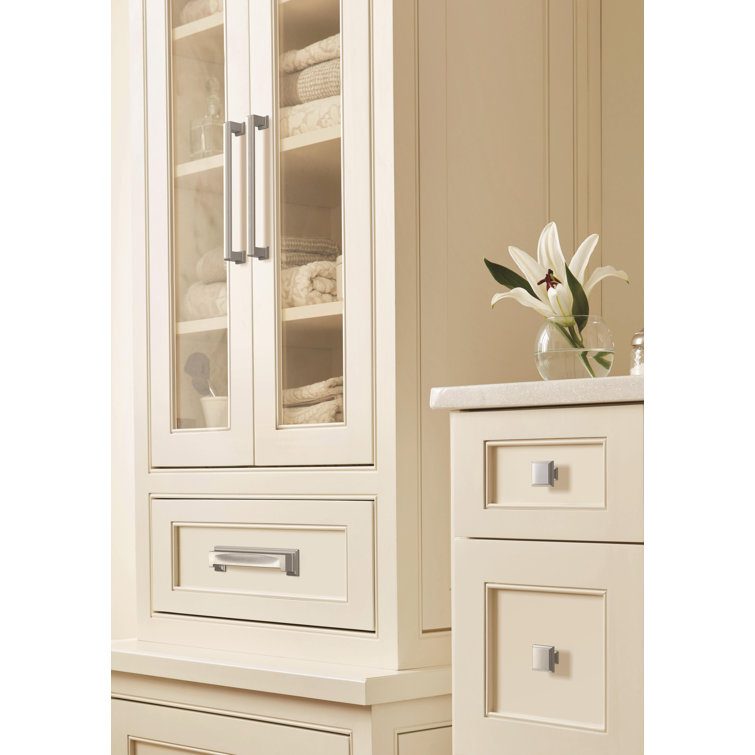Satin Nickel Square Cabinet Knob with Mounting Hardware