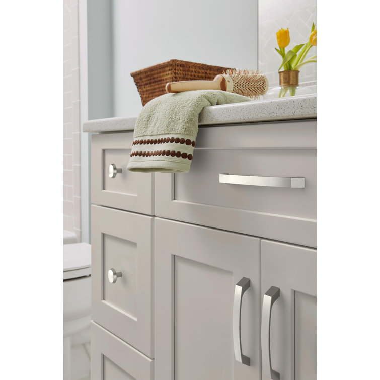 Satin Nickel Round Modern Cabinet Knob with Mounting Hardware