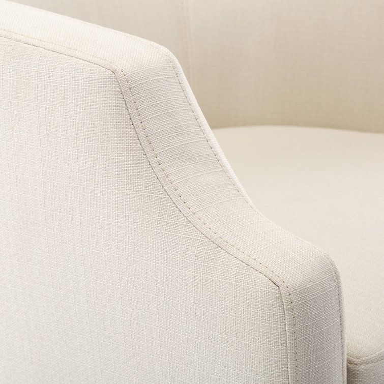 Infinity White Linen Swivel Barrel Chair with Clip Arm Design