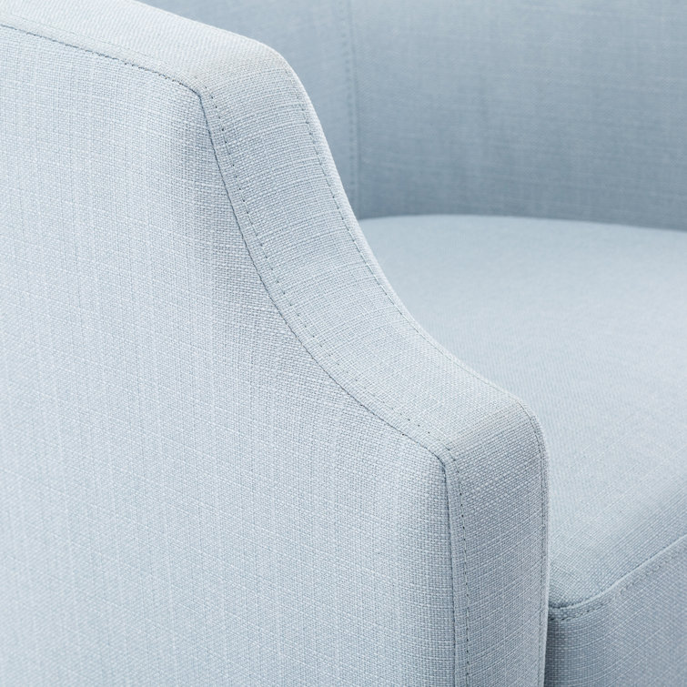 Sky Blue Transitional Swivel Barrel Accent Chair in Polyester