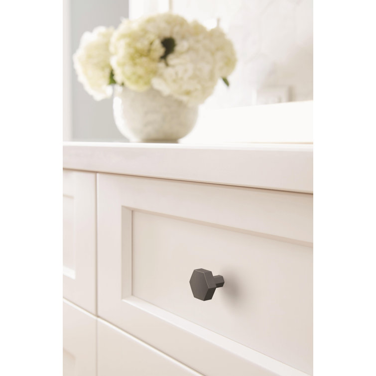 Matte Black Geometric Cabinet Knob with Mounting Hardware