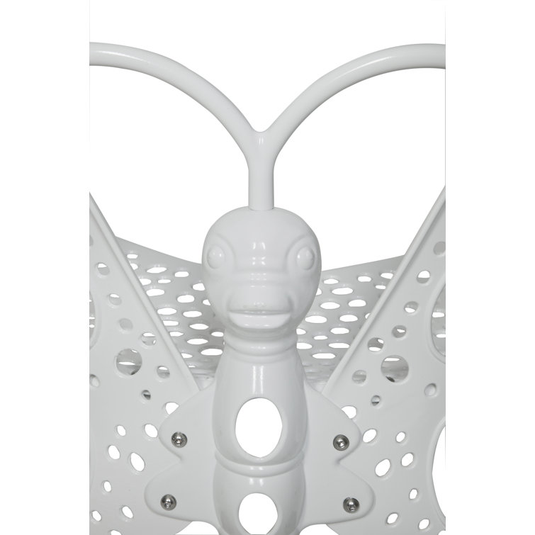 Whimsical White Aluminum Butterfly Garden Bench - 38in