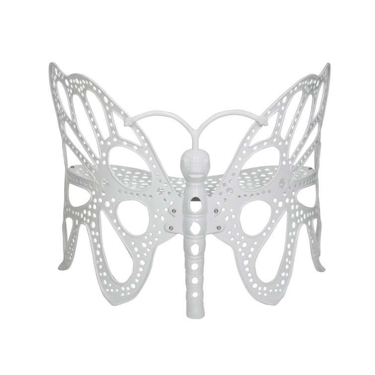 Whimsical White Aluminum Butterfly Garden Bench - 38in