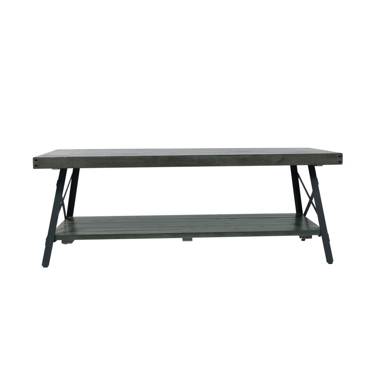 Emerald Chandler Antique Gray 48" Rustic Steel-Legged Coffee Table