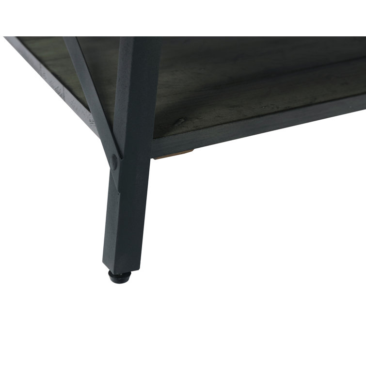 Emerald Chandler Antique Gray 48" Rustic Steel-Legged Coffee Table