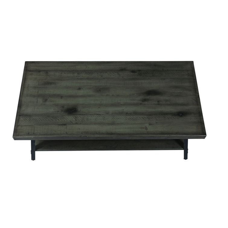 Emerald Chandler Antique Gray 48" Rustic Steel-Legged Coffee Table