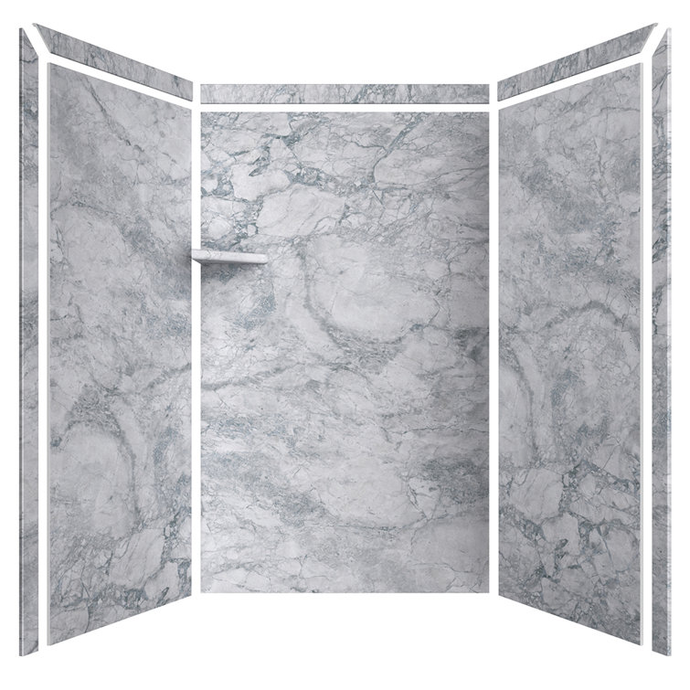 Elegance Everest Gray Marble 80" Alcove Shower Surround
