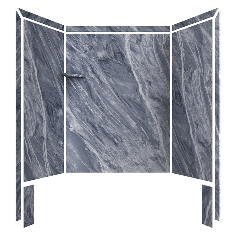 Beaumont Blue Marble 60" x 36" x 80" Shower Wall Surround