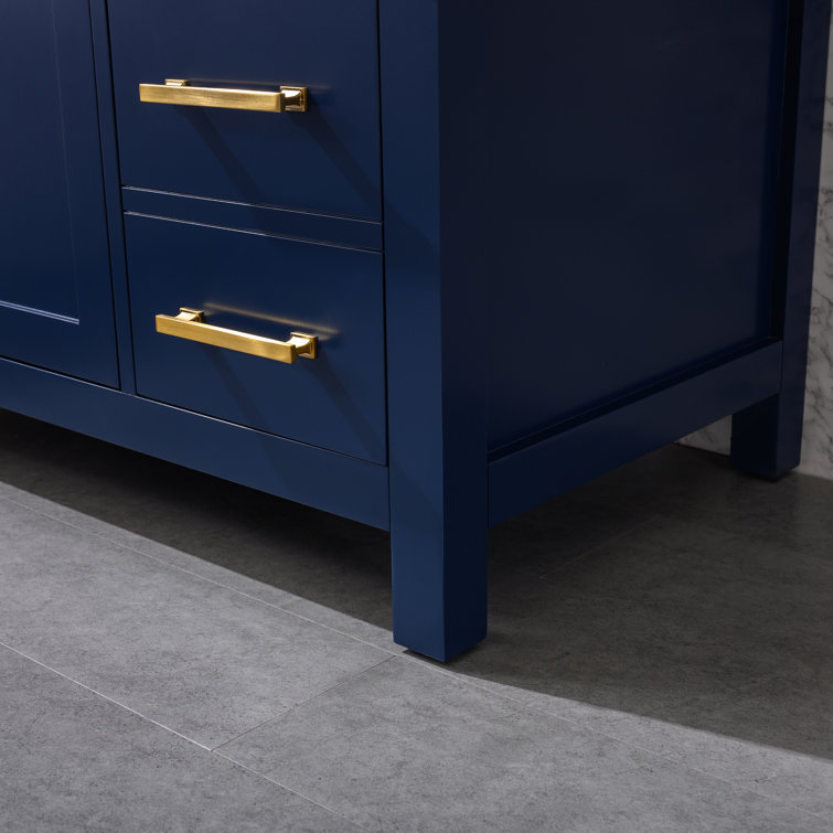 Navy Blue 42" Freestanding Solid Wood Bathroom Vanity
