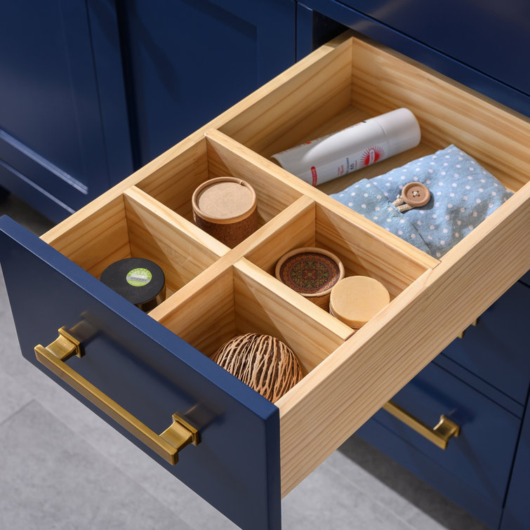Navy Blue 42" Freestanding Solid Wood Bathroom Vanity
