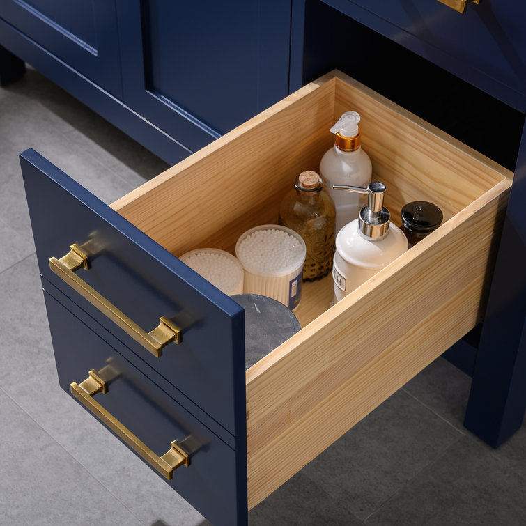 Navy Blue 42" Freestanding Solid Wood Bathroom Vanity