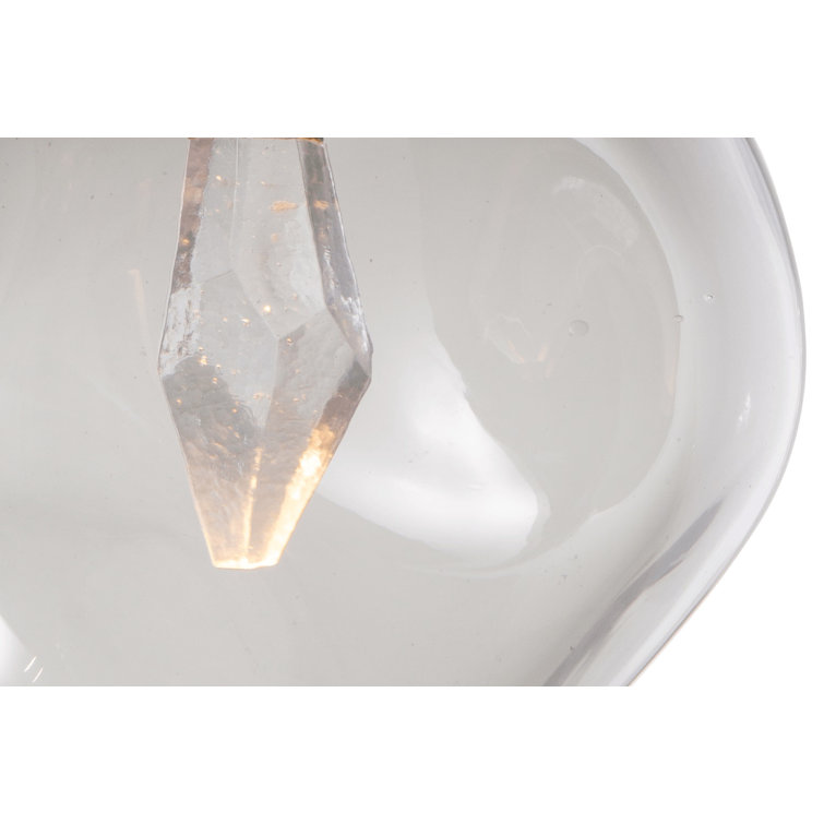 Aster Bronze 10" LED Drum Pendant with Smoke Geo Glass