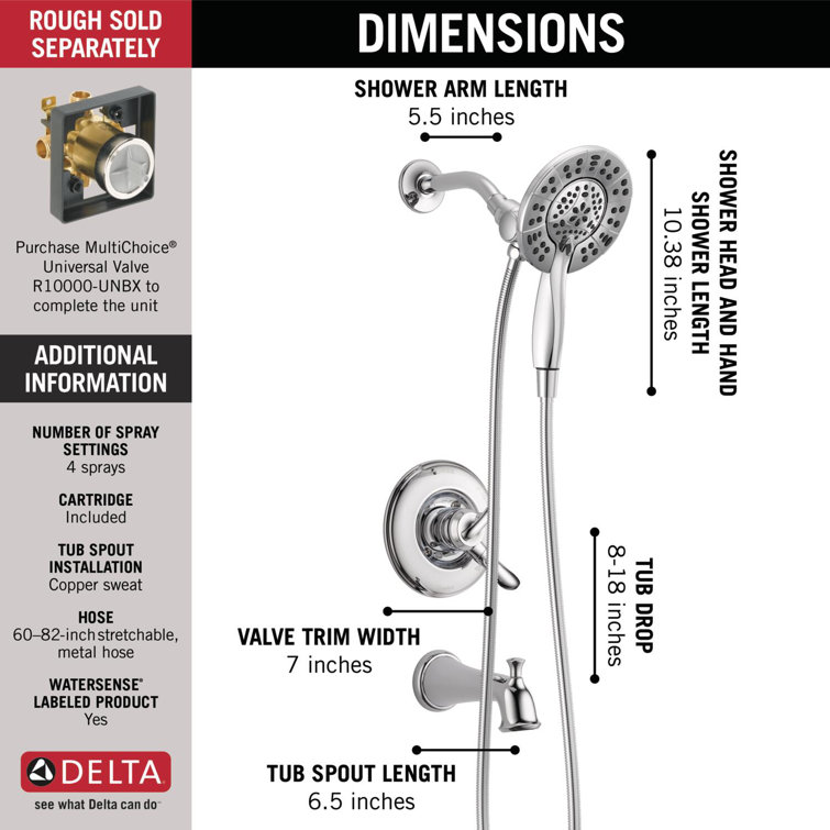 Chrome Multi-Function Handheld Wall Mounted Shower System