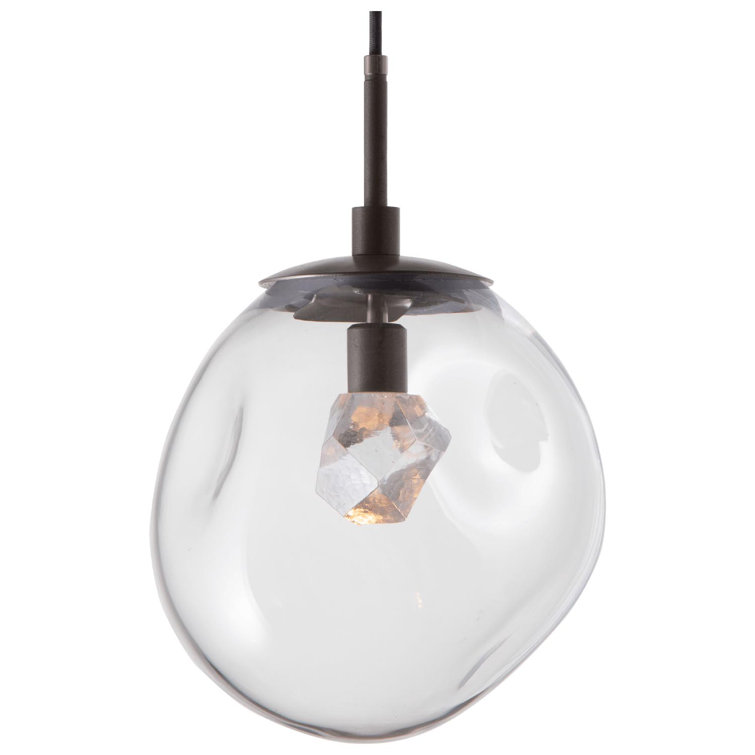 Aster Elegance 10" LED Drum Pendant Light in Beige Silver & Clear