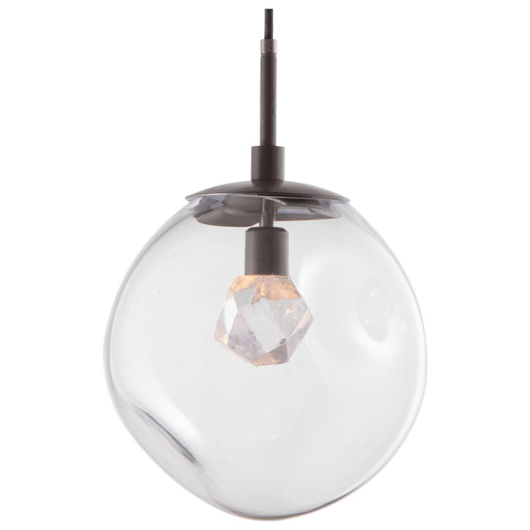 Aster Elegance 10" LED Drum Pendant Light in Beige Silver & Clear