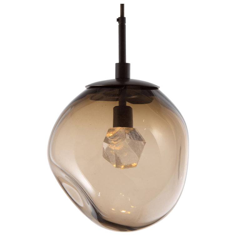 Nebula Matte Black and Brass 5-Light LED Glass Pendant