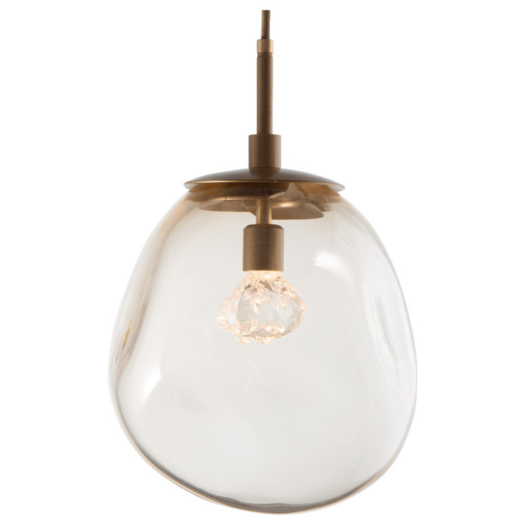 Nebula Matte Black and Brass 5-Light LED Glass Pendant