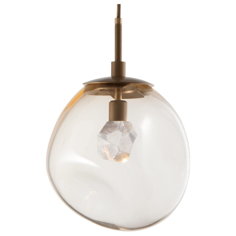 Nebula Matte Black and Brass 5-Light LED Glass Pendant