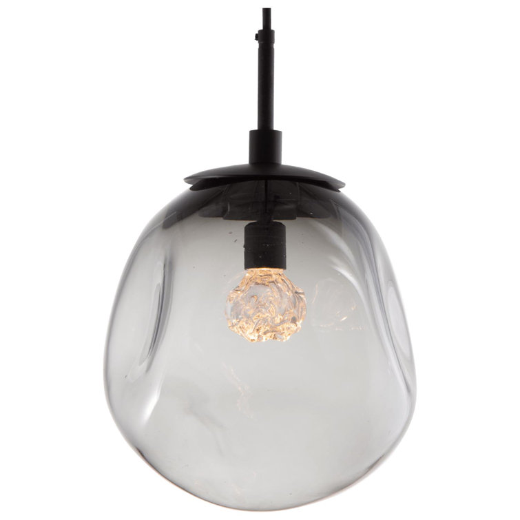 Aster Smoke Floret 10" LED Drum Pendant in Matte Black