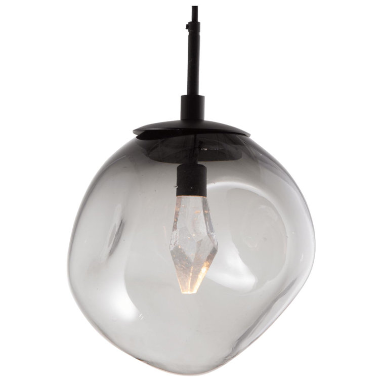 Aster Smoke Geo 10" LED Drum Pendant in Matte Black