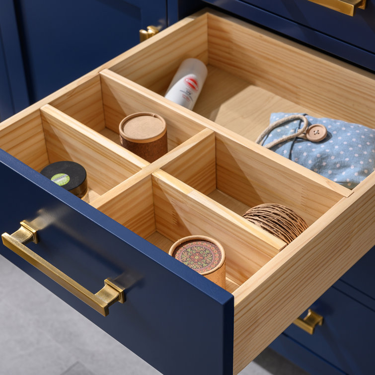 Navy Blue Double Freestanding Bathroom Vanity with Gold Hardware