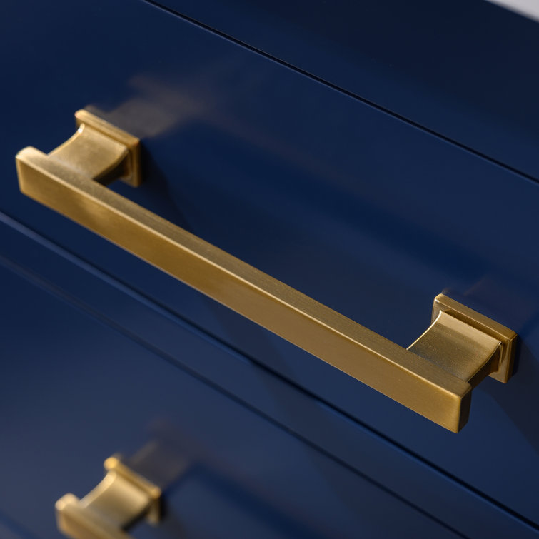 Navy Blue Double Freestanding Bathroom Vanity with Gold Hardware