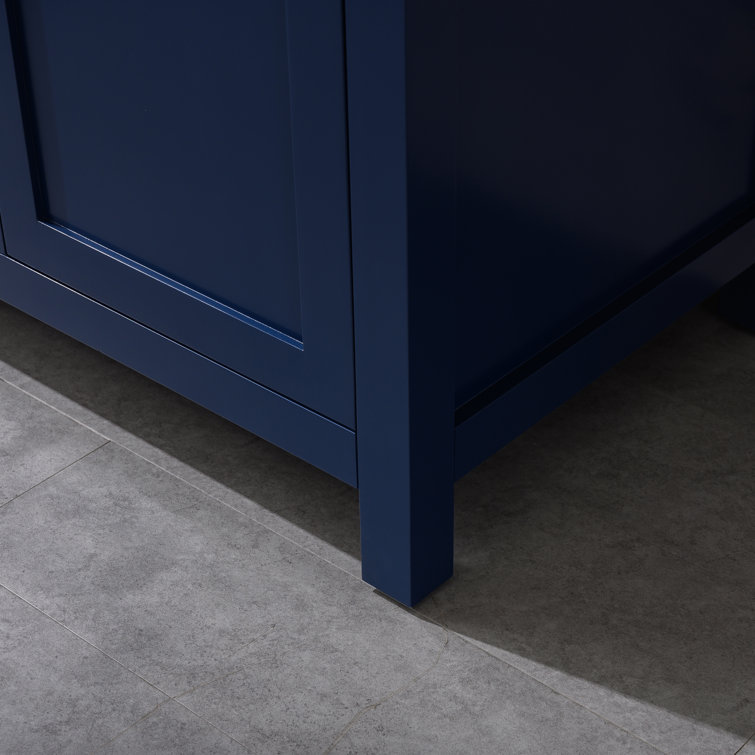 Navy Blue Double Freestanding Bathroom Vanity with Gold Hardware