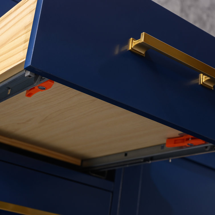 Navy Blue Double Freestanding Bathroom Vanity with Gold Hardware