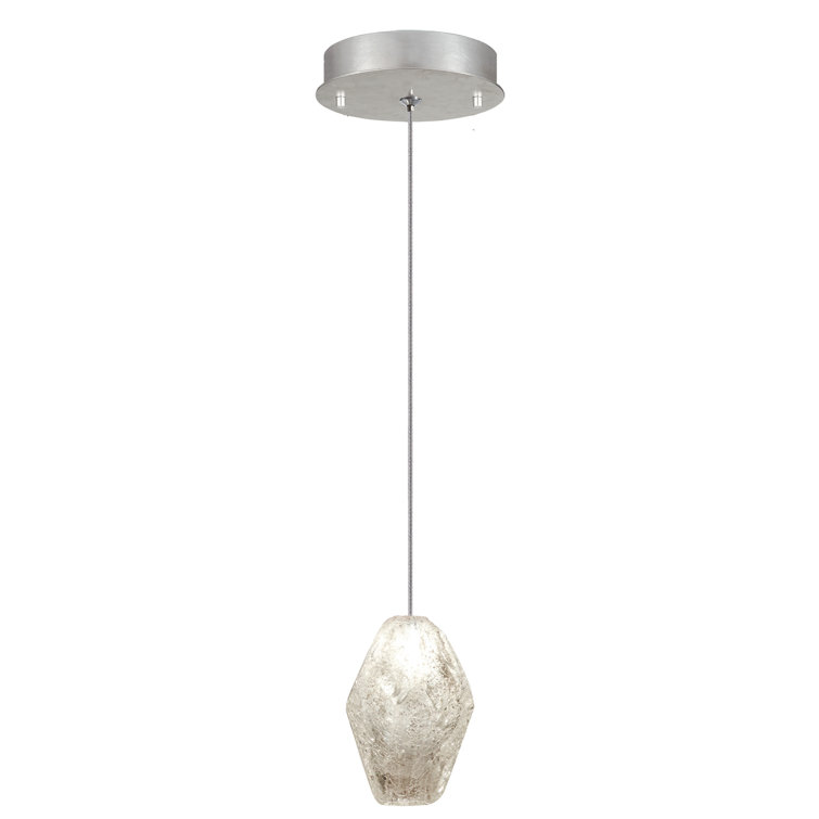Mini Silver Quartz LED Drop Pendant with Platinized Canopy