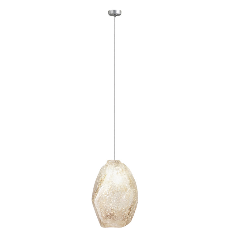 Mini Quartz Glass LED Drop Pendant with Silver Leaf Canopy