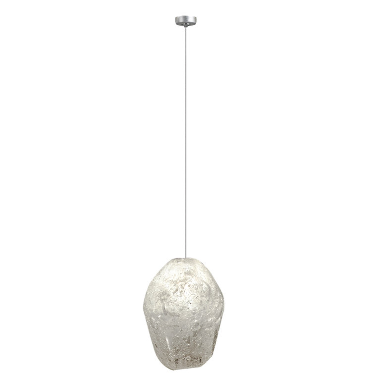 Mini Quartz Glass LED Drop Pendant with Silver Leaf Canopy