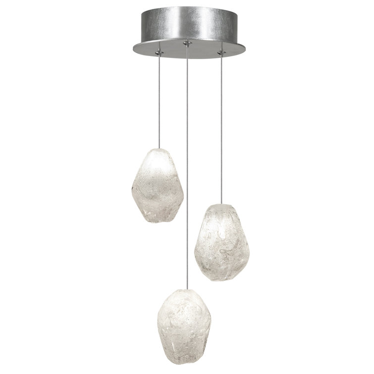 Silver Glass 3-Light Geometric Pendant with LED Bulbs
