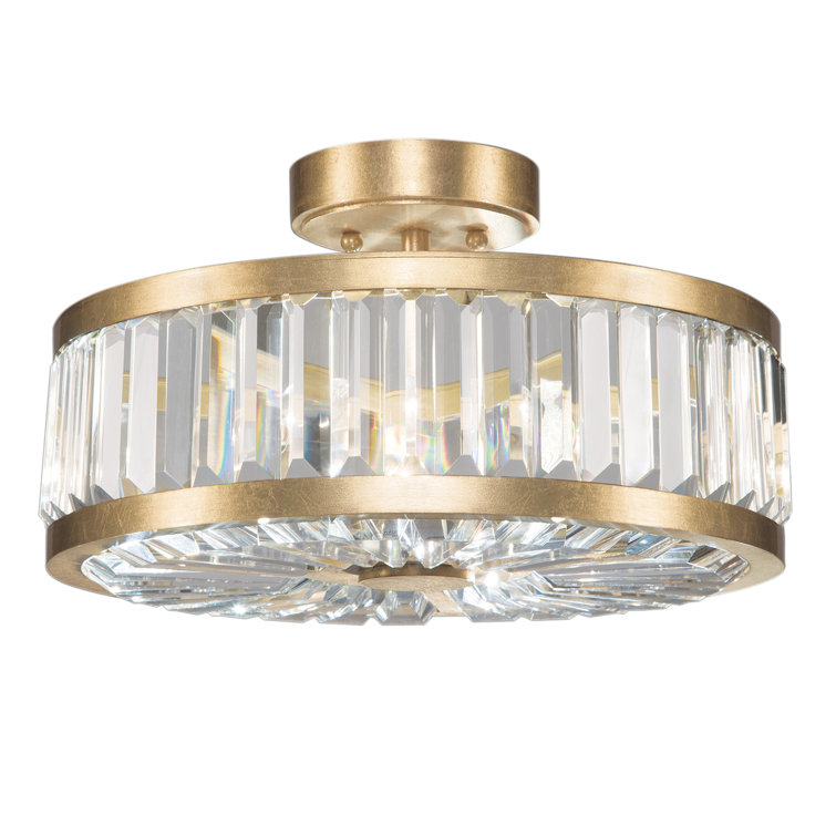 Gold Crystal Drum LED 16" Modern Semi-Flush Mount