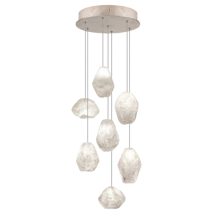 Elegant Quartz Gold 7-Light LED Pendant with Glass Drops