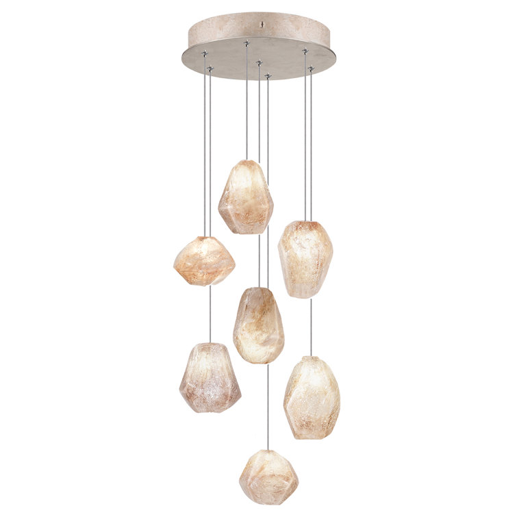 Silver Glass 14" Round Pendant Light with LED