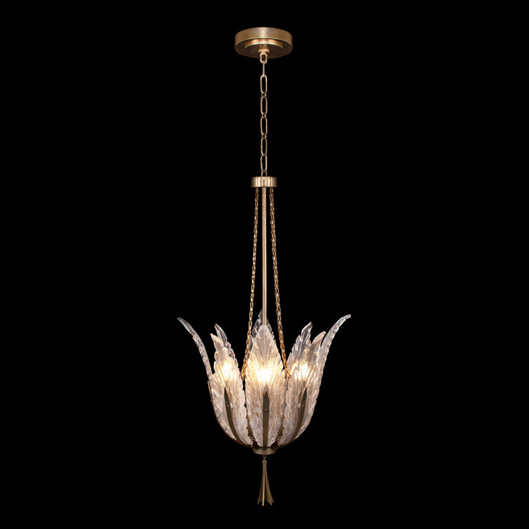 Plume 17.5" Gold Crystal LED Round Chandelier