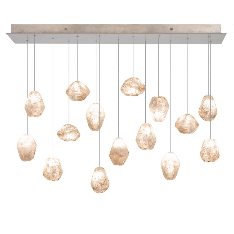 Natural Quartz Glass 48" Gold LED Pendant Light