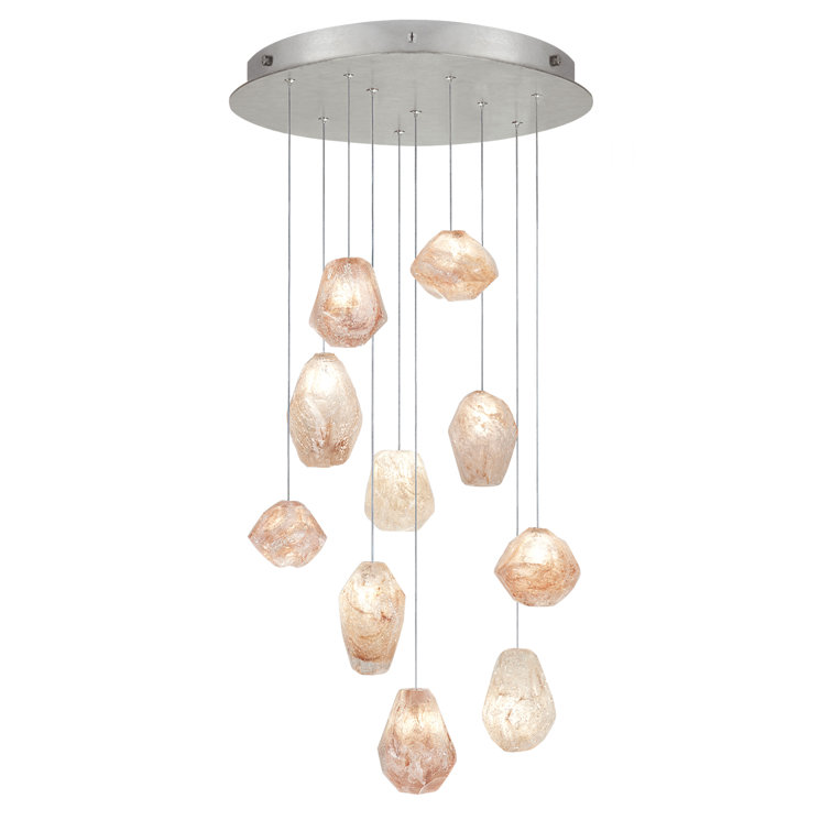 Silver Glass LED 10-Light Cluster Pendant
