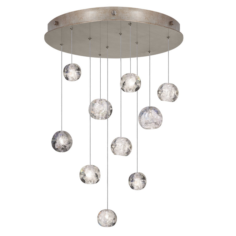 Gold 22" Round Pendant with Glass LED Lights