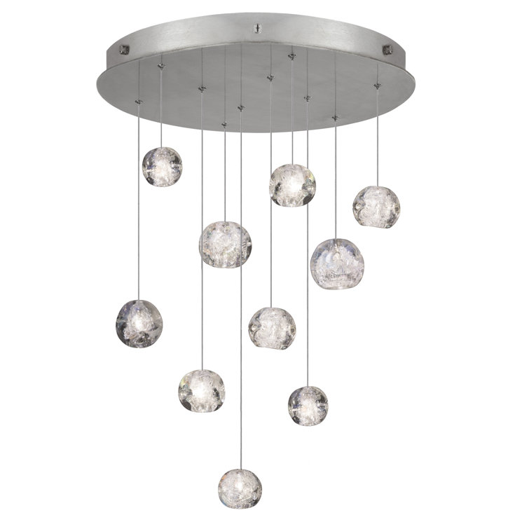 Nebula Essence 22" Silver LED Glass Round Pendant