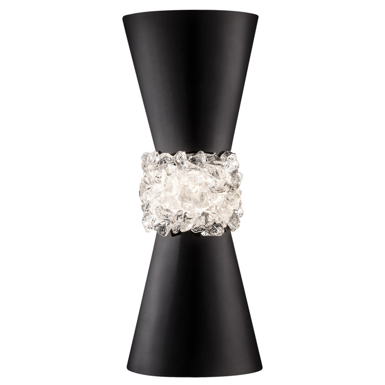 Cirrus Clouds Matte Black 2-Light Wall Sconce with Rough Cut Crystal