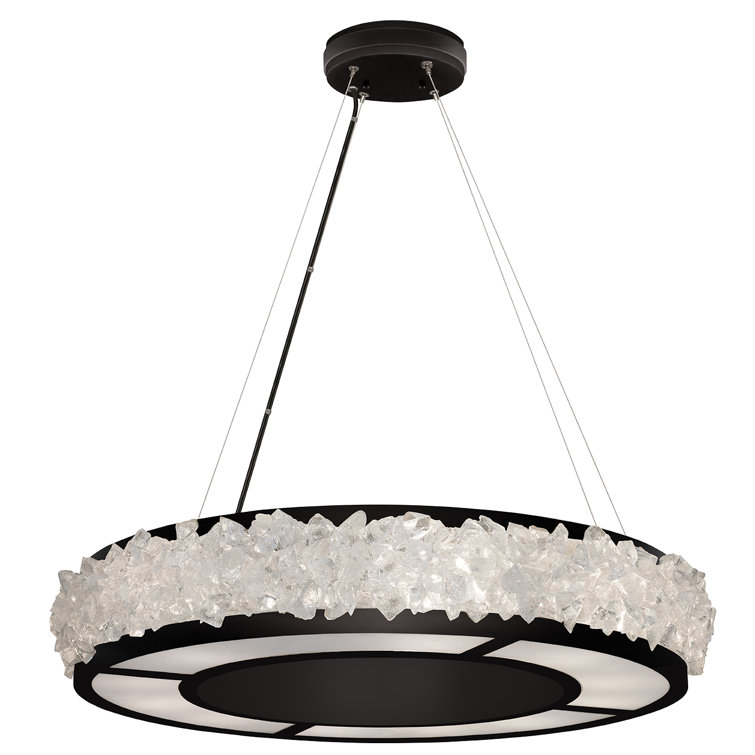 Arctic Halo Black and Crystal 30" Round Chandelier
