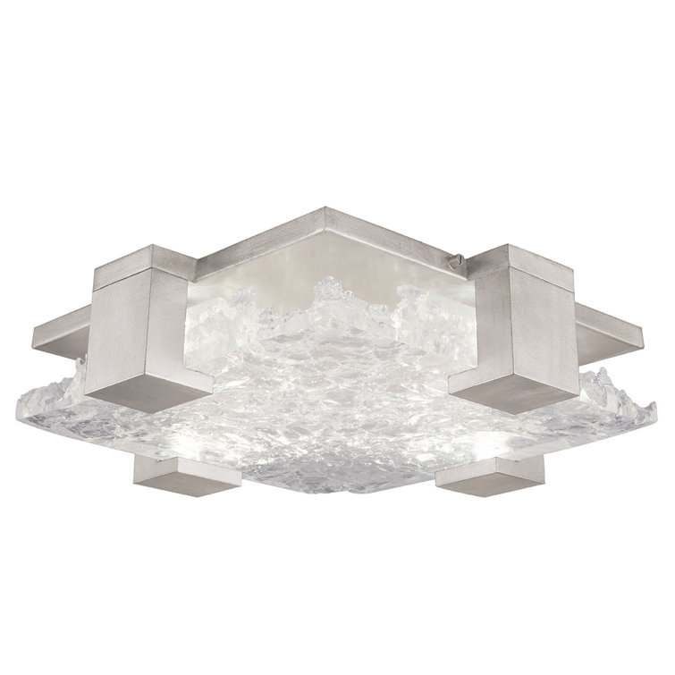 Zen Inspired 4-Light LED Silver Flush Mount with Cast Glass