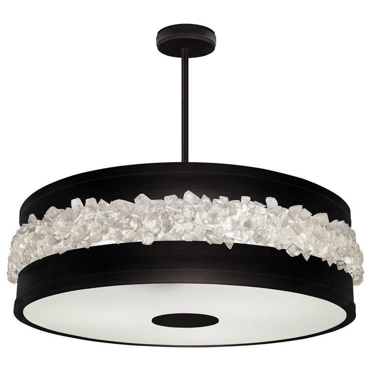 Matte Black Crystal Gem 3-Light LED Pendant