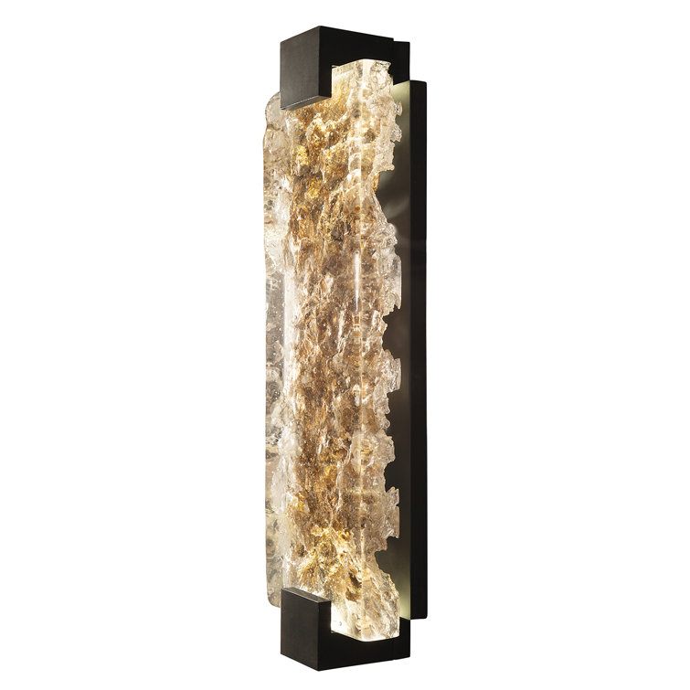 Zen Inspired Black Dimmable LED Wall Sconce with Studio Glass