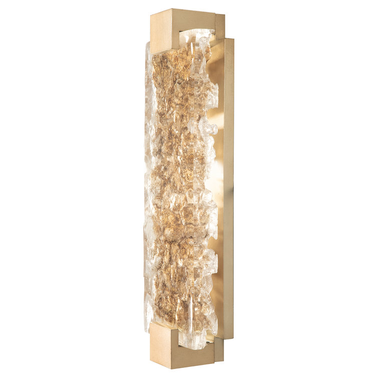 Rake Clear Gold Leaf 2-Light LED Sconce with Studio Glass
